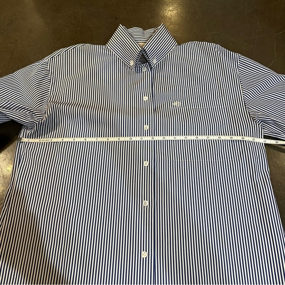 Lafayette 148 - Striped Button Down Long Sleeve Shirt - Blue White - Size M - Picture 8 of 12